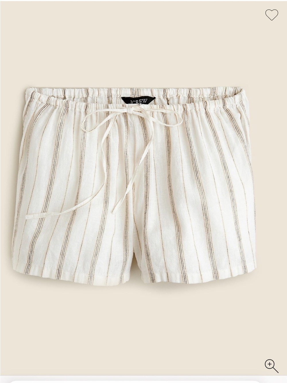 J Crew NWT Featherweight linen-blend beach short in stripe SZ L